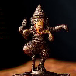 ダンシングガネーシャのオイルランプ 重厚なブラス製 高さ20cm - サブ2