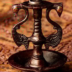 [訳あり特価]ダンシングガネーシャのオイルランプ 重厚なブラス製 高さ20cm - サブ3