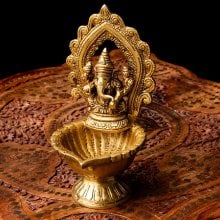 ガネーシャのオイルランプ 重厚なブラス製 高さ20.5cm(TI-RSDL-1819)