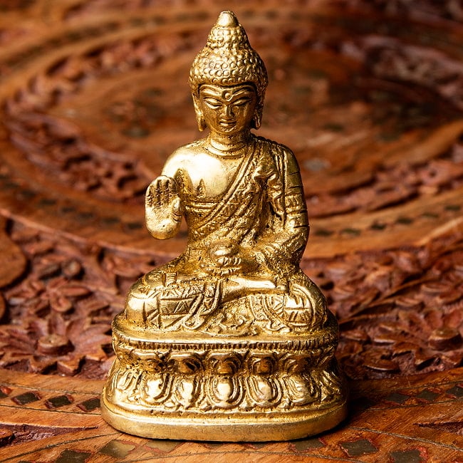 ブッダ坐像 重厚なブラス製 8.5cmの写真仏陀,仏像,神様像,ブラス,像
