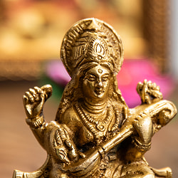 サラスヴァティ坐像 重厚なブラス製 高さ10cm - サブ2