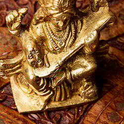サラスヴァティ坐像 重厚なブラス製 高さ10cm - サブ3