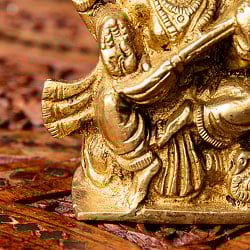 サラスヴァティ坐像 重厚なブラス製 高さ10cm - サブ5