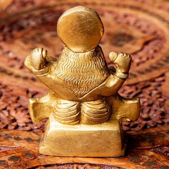 サラスヴァティ坐像 重厚なブラス製 高さ10cm 8 - 背面の様子です。