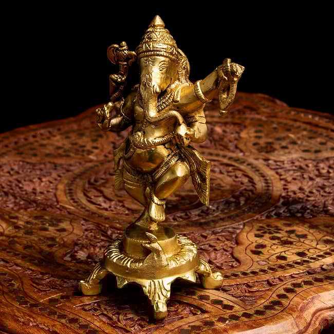 ブラス製 ダンシングガネーシャ 19cm 9 - ダイナミックな造形です。