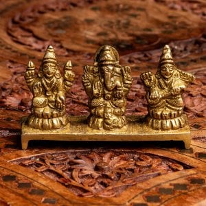 ブラス製 ガネーシャ・ラクシュミ・サラスヴァティ 5.5cm