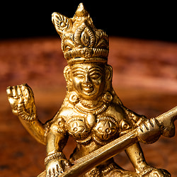 サラスヴァティ坐像 重厚なブラス製 高さ10cm - サブ4