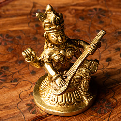 サラスヴァティ坐像 重厚なブラス製 高さ10cm - サブ5