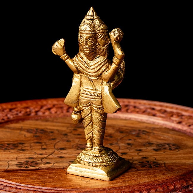 ブラフマー 立像 重厚なブラス製 高さ:14.5cm程度 8 - 背面の様子です。