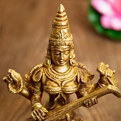 サラスヴァティ坐像 重厚なブラス製 高さ15cm - サブ2