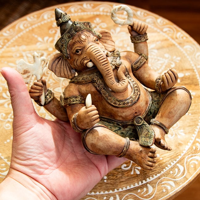【1点物】ガネーシャ 素焼きに彩色 15.5cm 11 - これくらいのサイズになります。