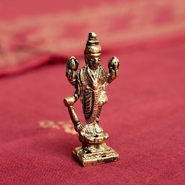 ヴィシュヌ　立像　Vishnu　ミニ神像の写真神様像,ブラス像,ヒンドゥー教,神像,仏像,インド神話,ヒンドゥー,金銅仏,ヴィシュヌ,vishnu,お守り,deity,murthy