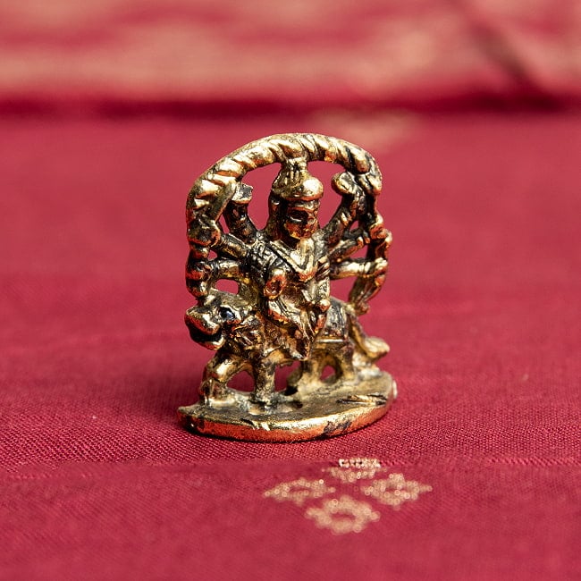 ドゥルガー　坐像　Durga　ミニ神像の写真神様像,ブラス像,ヒンドゥー教,神像,仏像,インド神話,ヒンドゥー,金銅仏,ドゥルガー,女神,お守り,deity,murthy