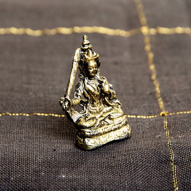 文殊菩薩　マンジュシュリー　仏像　Manjushri　ミニ神像の写真神様像,ブラス像,ヒンドゥー教,神像,仏像,インド神話,ヒンドゥー,金銅仏,文殊菩薩,マンジュシュリ,お守り,deity,murthy