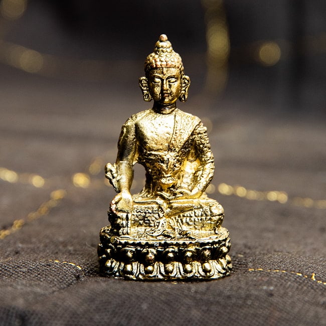 薬師如来　バイシャジヤグル　仏像　坐像　Bhaishajyaguru　ミニ神像 2 - 正面から見てみました。