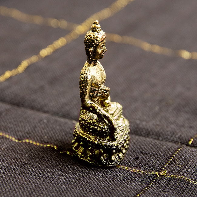 薬師如来　バイシャジヤグル　仏像　坐像　Bhaishajyaguru　ミニ神像 3 - 向かって左側面からの様子