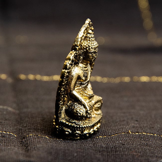 薬師如来　二重円光付き　バイシャジヤグル　仏像　坐像　Bhaishajyaguru　ミニ神像 3 - 向かって左側面からの様子