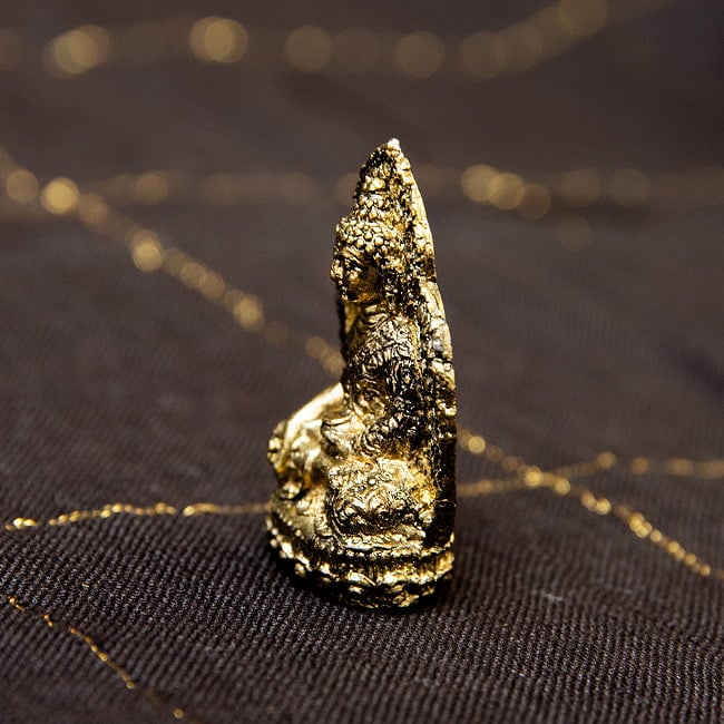 薬師如来　二重円光付き　バイシャジヤグル　仏像　坐像　Bhaishajyaguru　ミニ神像 5 - 向かって右側面からの様子