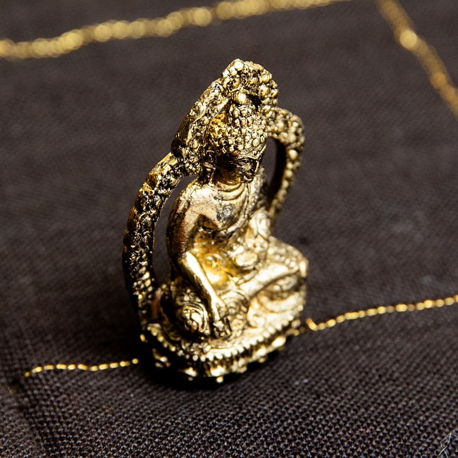 薬師如来　二重円光付き　バイシャジヤグル　仏像　坐像　Bhaishajyaguru　ミニ神像 7 - 斜め上からの様子。穏やかな佇まいです