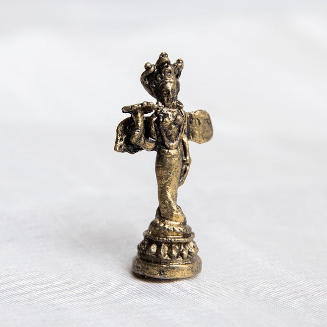 ナーガカンニャー　ヘビの女神　Nagakannya　ミニ神像の写真神様像,ブラス像,ヒンドゥー教,神像,仏像,インド神話,ヒンドゥー,金銅仏,ナーガカンニャー,蛇,女神,土着神,珍しい,お守り,deity,murthy