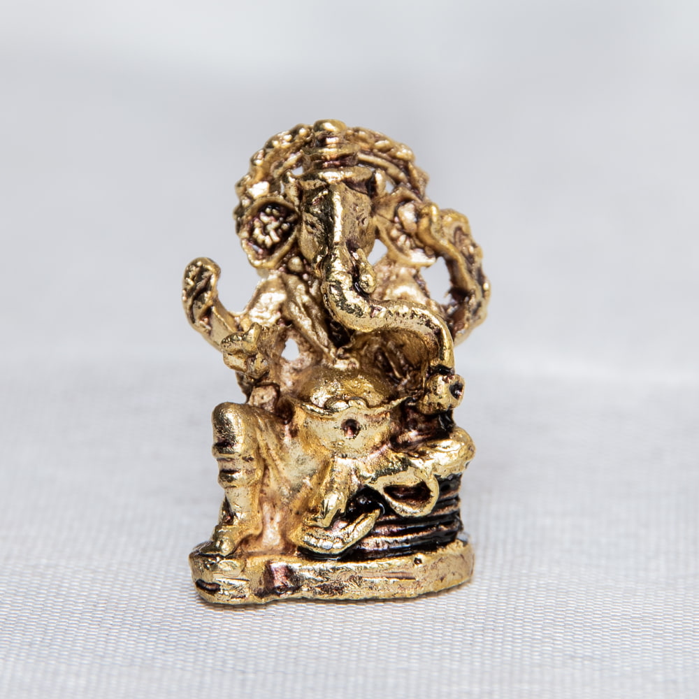 神様像 ブラス像 ヒンドゥー教 神像 ガネーシャ 坐像 円光付き Ganesha