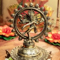 ダンシング・シヴァ ナタラジ 蓮華文台座 高さ:約14cm(TI-RSDL-1865)