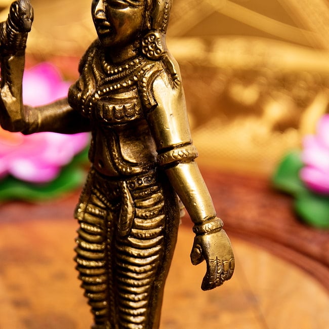 ミーナークシ 女神 立像 Meenakshi ブラス製 高さ:約19.5cm 9 - ゆるやかな曲線を描くはドーラ・ハスタと呼ばれます