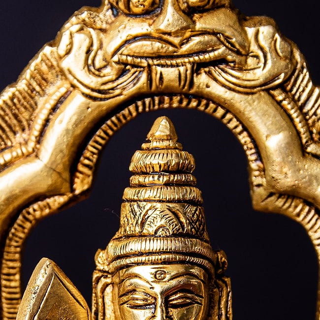 ムルガン カルティケーヤ スカンダ 軍神 Murugan / Kartik ブラス製 高さ:約18cm 13 - 縦長の宝冠は南インド独特の形です。