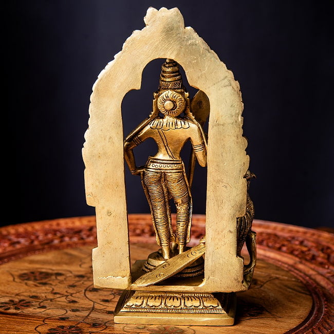 ムルガン カルティケーヤ スカンダ 軍神 Murugan / Kartik ブラス製 高さ:約18cm 8 - 背面の様子