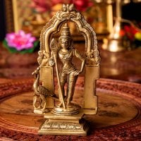 ムルガン カルティケーヤ スカンダ 軍神 Murugan / Kartik ブラス製 高さ:約18cm