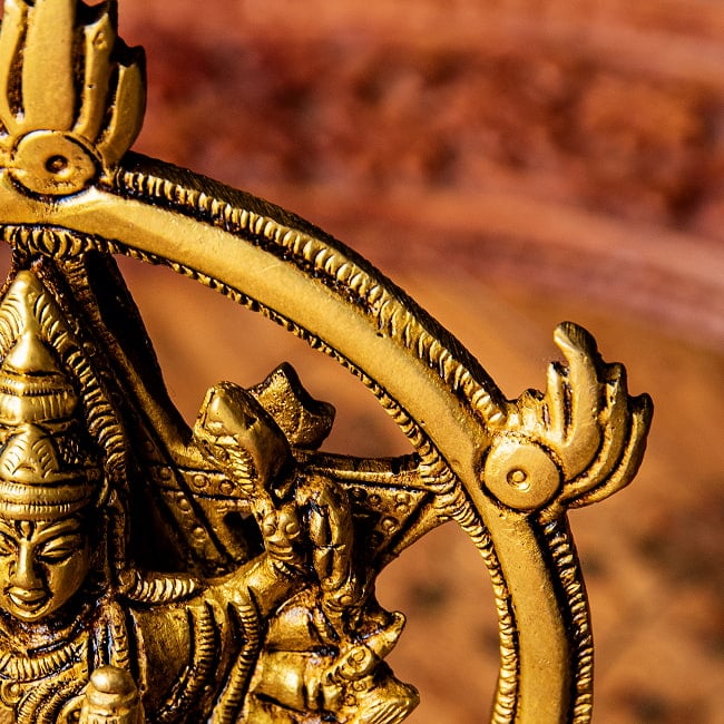スダルシャナ・チャクラ・プルシャ　/　チャクラペルマール　ヴィシュヌ神の武器「チャクラ」の擬人化 　Sudarshana Chakra Purusha 高さ：約17cm 10 - 光背の火焔までしっかりと作られています。
