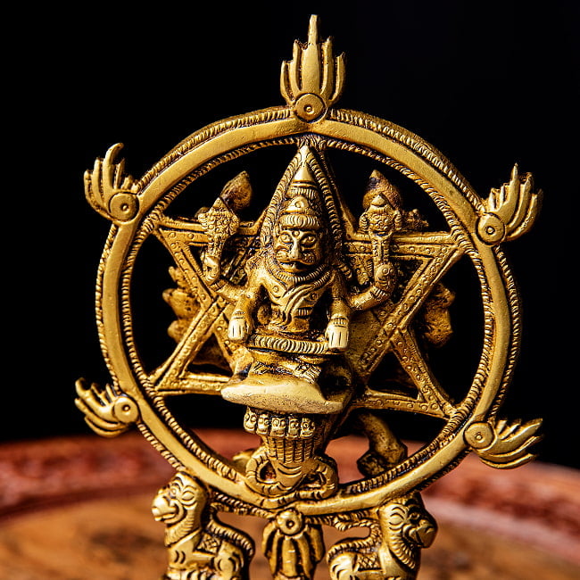 スダルシャナ・チャクラ・プルシャ　/　チャクラペルマール　ヴィシュヌ神の武器「チャクラ」の擬人化 　Sudarshana Chakra Purusha 高さ：約17cm 11 - 背面にはナラシンハがいます。