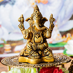 ガネーシャ 座りガネーシャ像 Ganesha なめらかな美しい仕上げ 高さ:約8cm - メイン