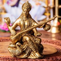サラスヴァティ 白鳥に乗った ハンサ・サラスヴァティ Hansa Saraswati ブラス製 高さ:約14cm(TI-RSDL-1887)