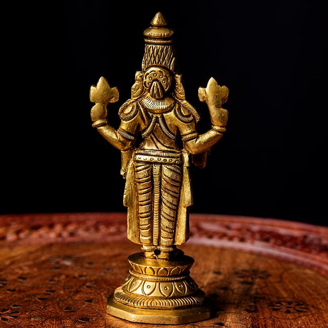バラジ / ヴェンカテーシュヴァラ ヴィシュヌ神 立像 Balaji /Venkateshvara Vishnu ブラス製 高さ:約14cm 10 - 背面の様子