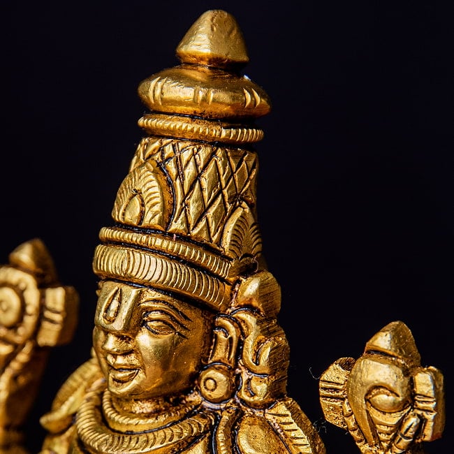 バラジ / ヴェンカテーシュヴァラ ヴィシュヌ神 立像 Balaji /Venkateshvara Vishnu ブラス製 高さ:約14cm 8 - 宝冠も細かいところまで綺麗に作られています