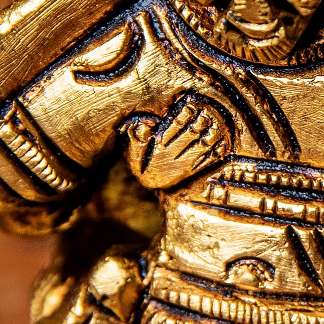 ヴァラ-ハ・ラクシュミー ヴィシュヌ神の化身 Varah Lakshmi ブラス製 高さ:約7.8cm 11 - 後ろからも、ラクシュミーの小さな手が見えていますね。かわいいですね