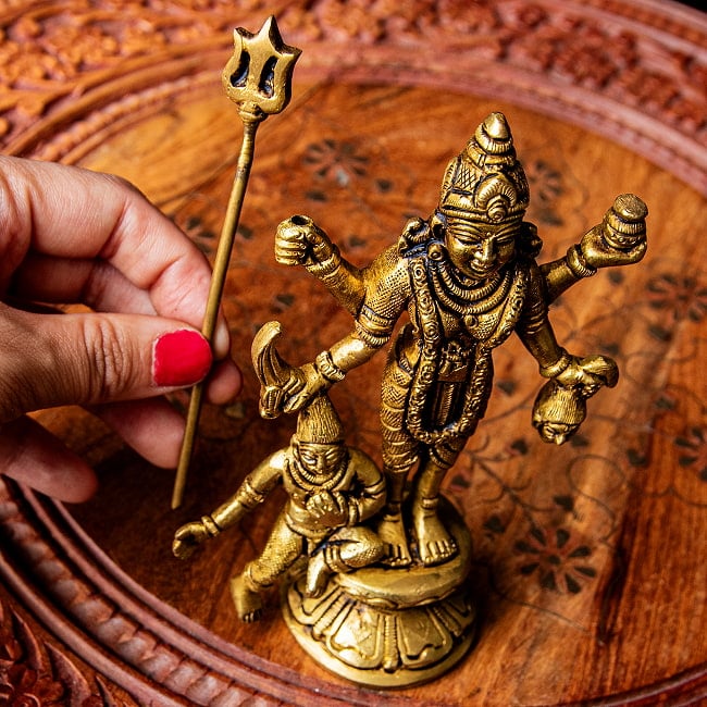 カーリー / マルサ・ナラヤニ　女神　立像　Kali　Mhalsa　Narayani　 ブラス製　高さ：約14cm 12 - トリシューラは取り外しできるようになっています。手の穴に通して持たせてあげてください