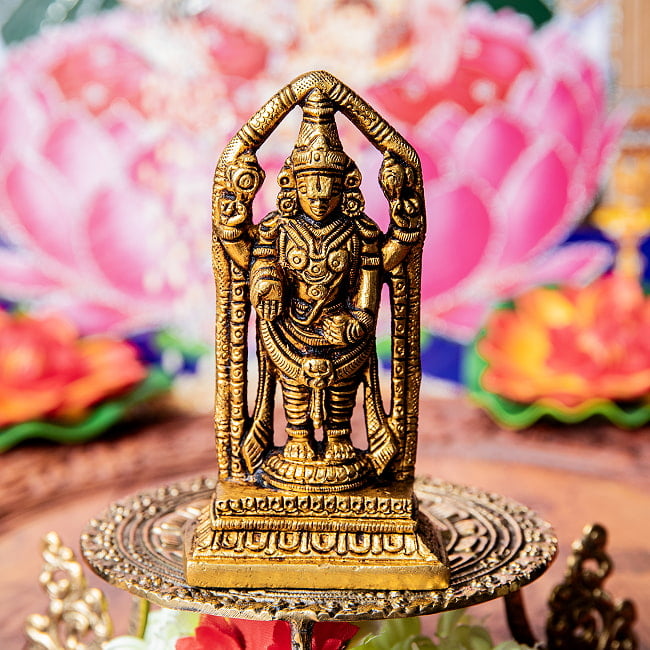 バラジ / ヴェンカテーシュヴァラ ヴィシュヌ神 立像 Balaji /Venkateshvara Vishnu ブラス製 高さ:約10.5cmの写真
