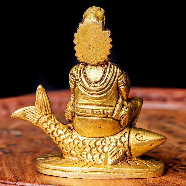 ジュレーラル インダス河の神 Jhule lal ブラス製 高さ:約8.5cm 8 - 背面の様子