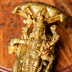 世界創造のヴィシュヌとブラフマー アナンタ竜 ハリ シヴァリンガ Shesha Naga Vishnu ブラス製 高さ:約8cm - サブ2