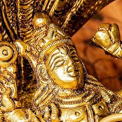 世界創造のヴィシュヌとブラフマー アナンタ竜 ハリ シヴァリンガ Shesha Naga Vishnu ブラス製 高さ:約8cm - サブ3