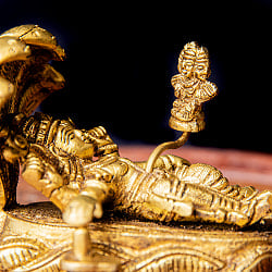 世界創造のヴィシュヌとブラフマー　アナンタ竜　ハリ　シヴァリンガ　Shesha Naga Vishnu　 ブラス製　高さ：約8cm - サブ5