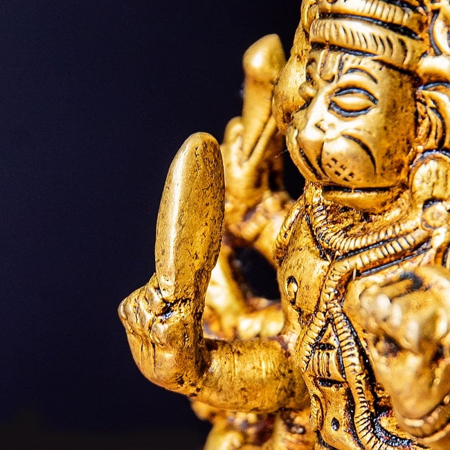 パンチャムキ・ハヌマーン 五面ハヌマーン ハヌマン 立像 Panchamukhi Hanuman ブラス製 高さ:約13cm 11 - 勇ましいお顔つきです。