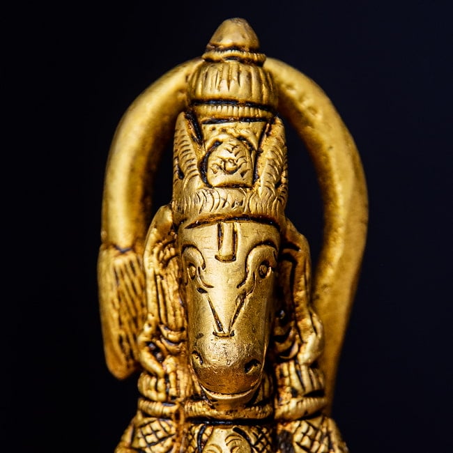 パンチャムキ・ハヌマーン 五面ハヌマーン ハヌマン 立像 Panchamukhi Hanuman ブラス製 高さ:約13cm 7 - ハヤグリーヴァの顔