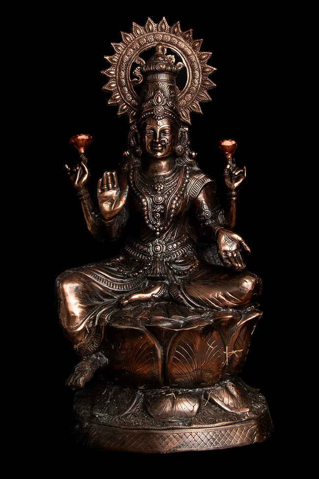 [インド品質]【特大】ラクシュミー - 88cmの写真1枚目です。正面からの全体像です。ラクシュミ,ラクシュミー,神像,女神像,インドクオリティ