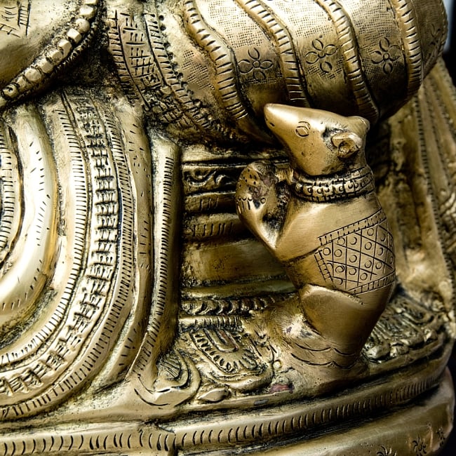 金運と幸運の神様 ガネーシャ像 [特大サイズ・約85cm] 7 - 乗り物のネズミもしっかりと作られています
