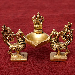 ピーコック2羽のオイルランプ - サブ2