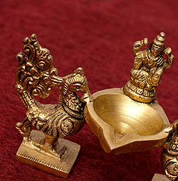 ピーコック2羽のオイルランプ - サブ3