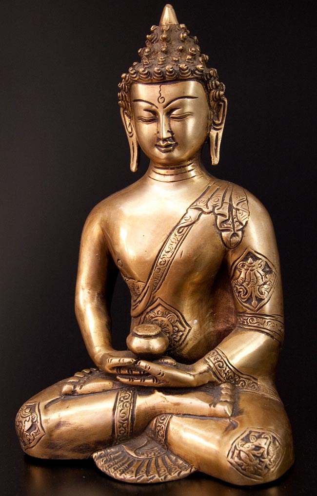 BE856 チベット仏　アミターバ　阿弥陀如来坐像　銅製　仏教美術 無量寿仏（アミターユス・阿弥陀如来） - Chagamocraft (チャ